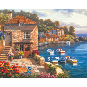 Картина по номерам "Лодки у дома"