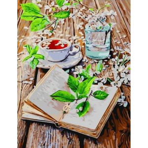Картина по номерам "Книга и чай"