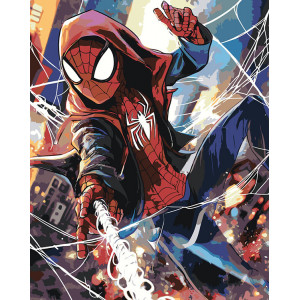 Картина по номерам "Человек паук Spiderman: арт с паутиной"