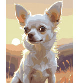 Картина по номерам "Собаки: смешная чихуахуа на закате"