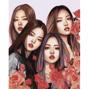 Картина по номерам "Группа BlackPink Блэк Пинк: Джису, Дженни, Роза и Лиса 6"