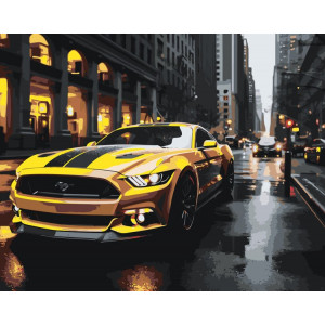Картина по номерам "Машини: Ford Mustang на вулиці в Нью-Йорку"