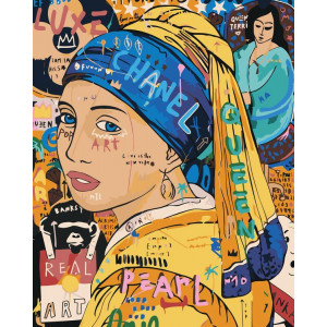 Картина по номерам "Pop Art Поп-арт: Девушка с жемчужной сережкой"