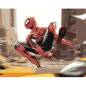 Картина по номерам "Человек паук Spiderman: полет на паутине"