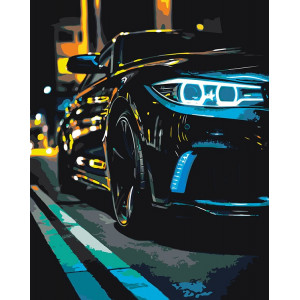 Картина по номерам "Машина BMW, неон"