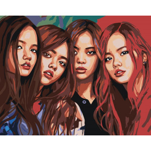 Картина по номерам "Група BlackPink Блек Пінк: Джису, Дженні, Роза та Лиса"