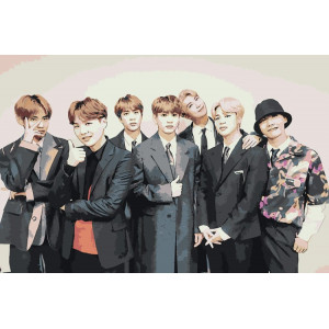 Картина по номерам "Корейська K-POP група BTS 1"