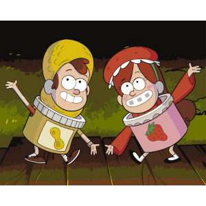 Картина по номерам "Gravity Falls Гравити Фолз: Мейбл и Диппер в костюмах"