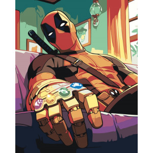 Картина по номерам "Марвел Marvel: Дедпул с перчаткой арт"