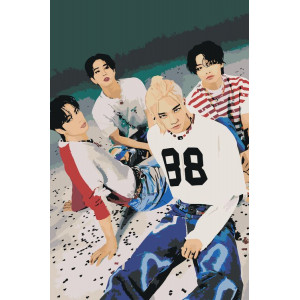 Картина по номерам "Stray Kids Стрей Кидс: Группа 3"
