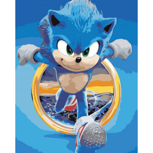 Картина по номерам "Кино Соник Sonic: ёж бежит арт, игра"