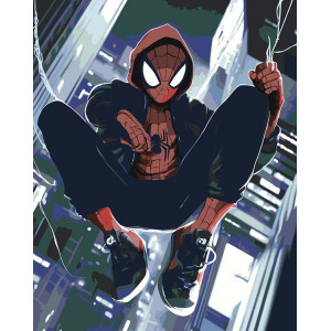 Картина по номерам "Людина павук Spiderman: арт з павутинням"