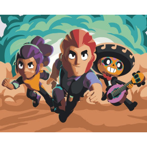 Картина по номерам "Brawl Stars Бравл Старс: Шелли, Поко"