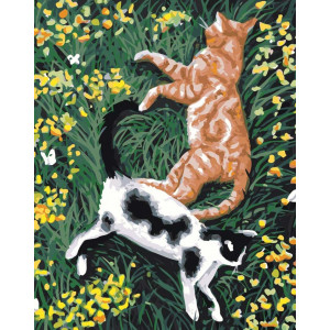 Картина по номерам "Коты и кошки: котики на травке, весна"