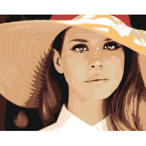 Картина по номерам "Lana Del Rey Лана Дель Рей: У капелюсі 2"