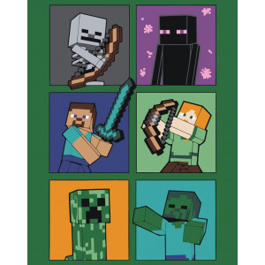 Картина по номерам "Игра Майнкрафт Minecraft: мобы и герои"