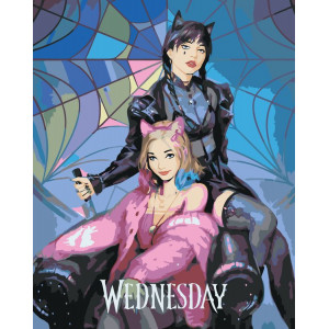 Картина по номерам "Wednesday Уенсдей Аддамс: Арт з подругою"