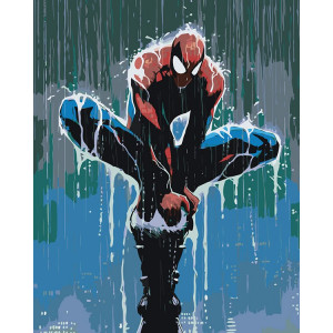 Картина по номерам "Человек паук Spiderman: арт под дождем"