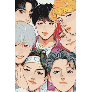 Картина по номерам "Бойбенд BTS"