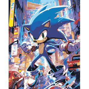 Картина по номерам "Игра Соник Sonic: ёж в городе арт"
