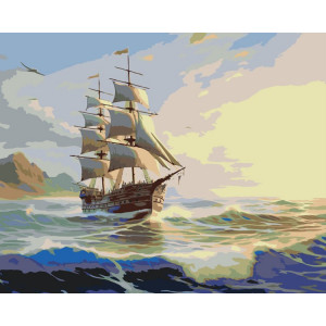 Картина по номерам "Море: Корабль на волнах 2"