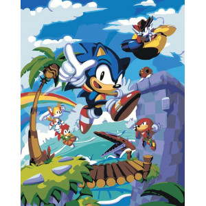 Картина по номерам "Игра Соник Sonic: ёж в тропиках арт"