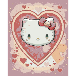 Картина по номерам "Аниме Hello Kitty Хеллоу Китти: Сердечки"