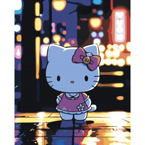 Картина по номерам "Хеллоу Кітті Hello Kitty: Нічне місто"