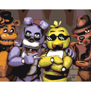 Картина по номерам "Фнаф Freddy's Фредди, Бонни, Чика, Фокси"