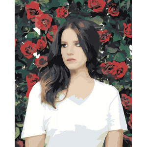 Картина по номерам "Lana Del Rey Лана Дель Рей: З трояндами 2"
