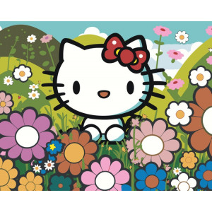 Картина по номерам "Аниме Hello Kitty Хеллоу Китти: Цветы"
