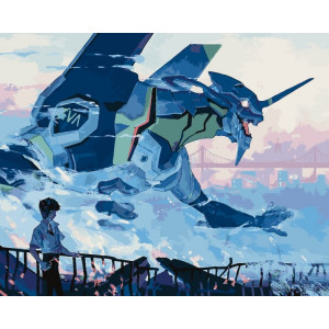 Картина по номерам "Evangelion Евангелион: Синдзи Икари и робот Ева"