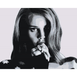 Картина по номерам "Lana Del Rey Лана Дель Рей: портрет чб"