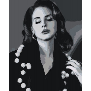 Картина по номерам "Lana Del Rey Лана Дель Рей: портрет чб"