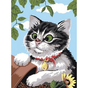 Картина по номерам "Котёнок и божья коровка"