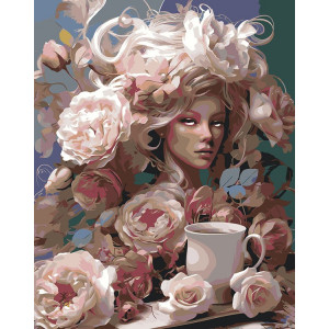 Картина по номерам "Цветы: Девушка в цветочном стиле"