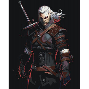 Картина по номерам "Ведьмак 3 Witcher фэнтези: Геральт Арт"