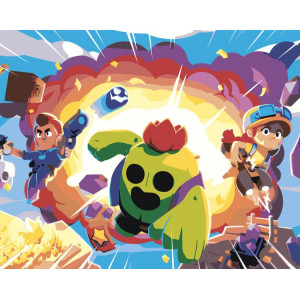 Картина по номерам "Brawl Stars Бравл Старс: Спайк, Джессі"