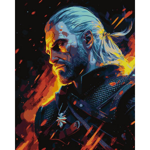 Картина по номерам "Witcher Ведьмак: Геральт в огне"