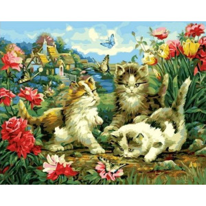 Картина по номерам "Котята среди цветов"