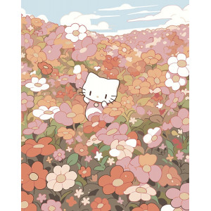Картина по номерам "Аніме Hello Kitty Хеллоу Кітті: Квіти 2"