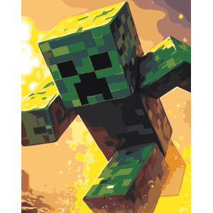 Картина по номерам "Игра Майнкрафт Minecraft: Крипер арт"