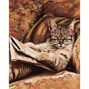 Картина по номерам "Кот с книгой"