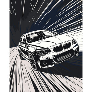 Картина по номерам "Машина BMW спортивная монохром "