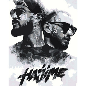 Картина по номерам "Міягі та Ендшпіль Miyagi: Hajime чб арт"
