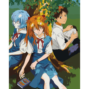 Картина по номерам "Evangelion Євангеліон: Аска, Рей Аянамі та Сіндзі Ікарі"