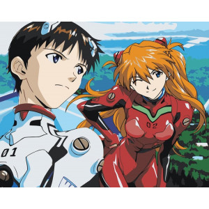 Картина по номерам "Evangelion Евангелион: Аска Лэнгли и Синдзи Икари"