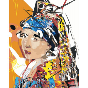 Картина по номерам "Pop Art Поп-арт: Девушка с жемчужной сережкой 2"