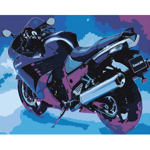 Картина по номерам "Black Kawasaki"