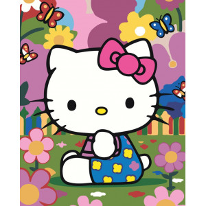 Картина по номерам "Хеллоу Китти Hello Kitty: Цветы и бабочки"